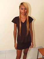 Blonde ladyboy strips down to panties